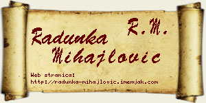Radunka Mihajlović vizit kartica